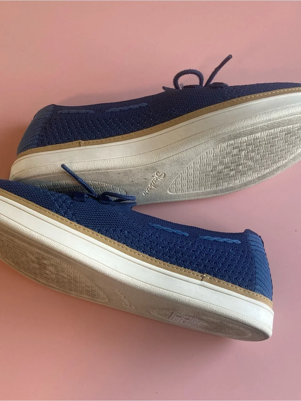 Skechers Navy Knit Bow Casual Slip-Ons
